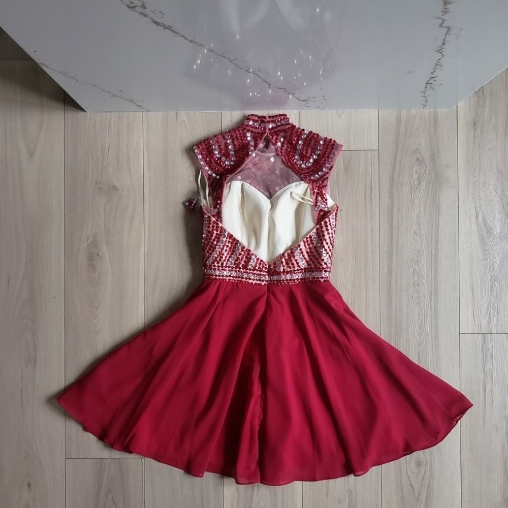 DylanQueen Dress Womens S Red Beaded Sequin‎ Formal Cocktail Backless Mini